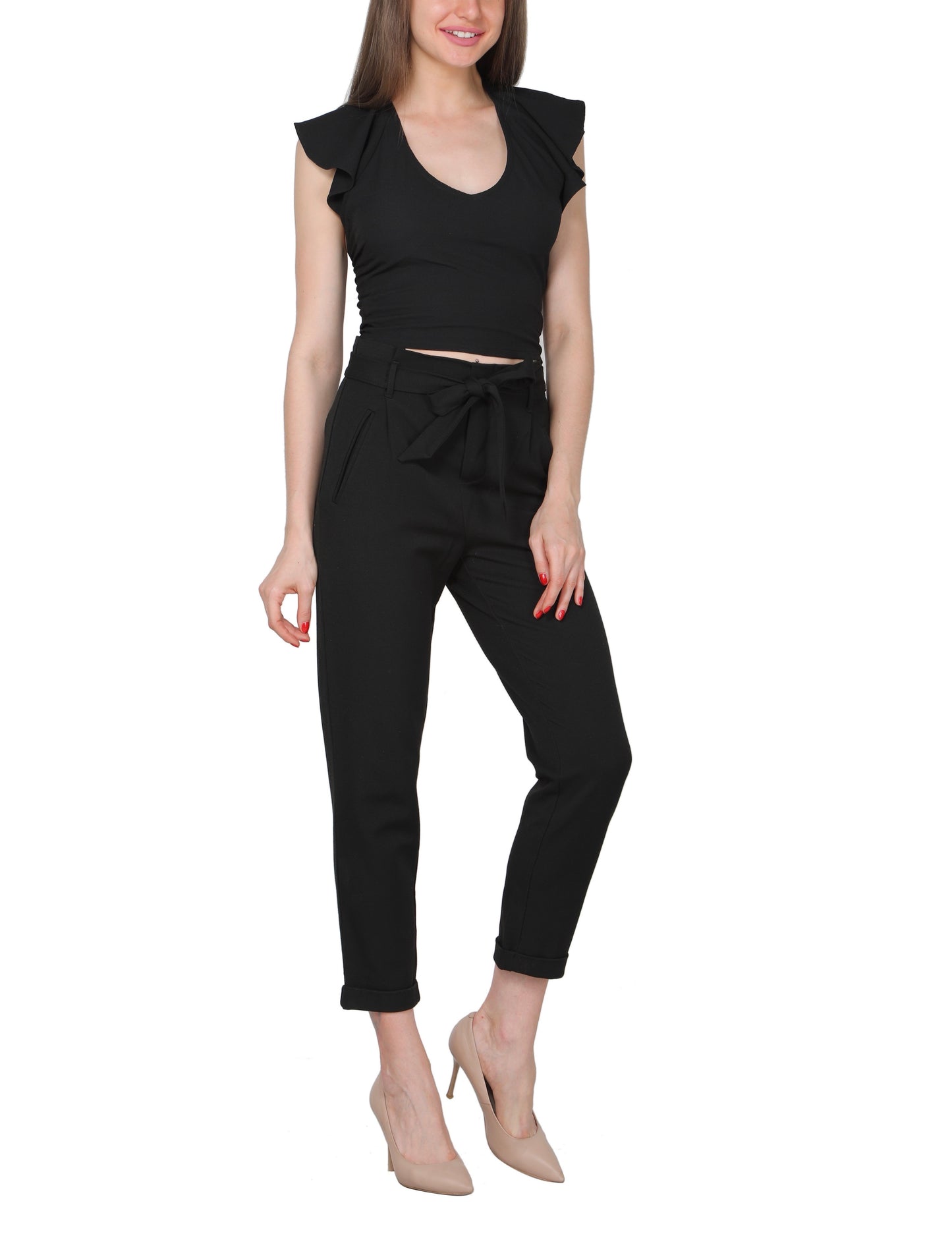 Backless ruffle crop top