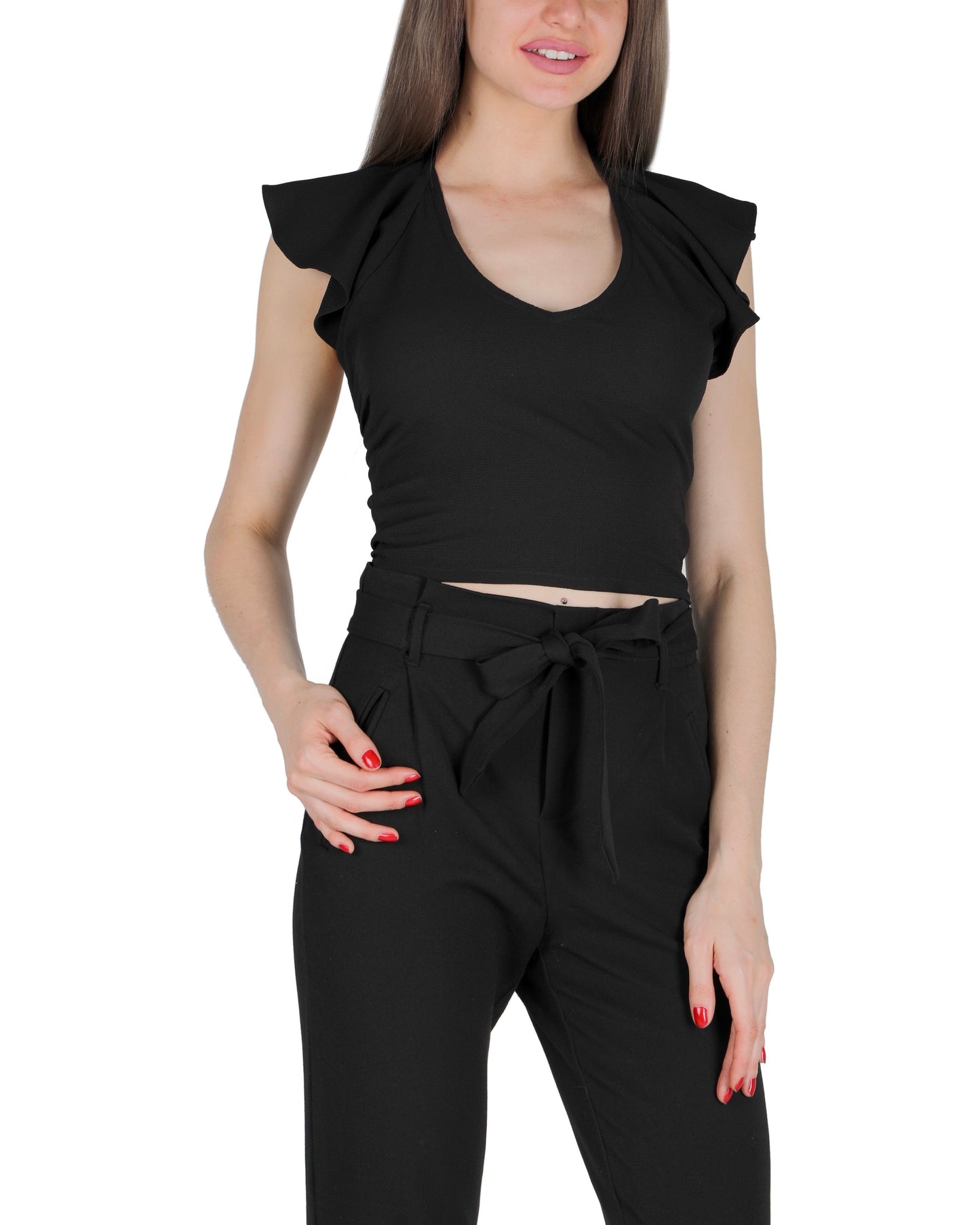 Backless ruffle crop top