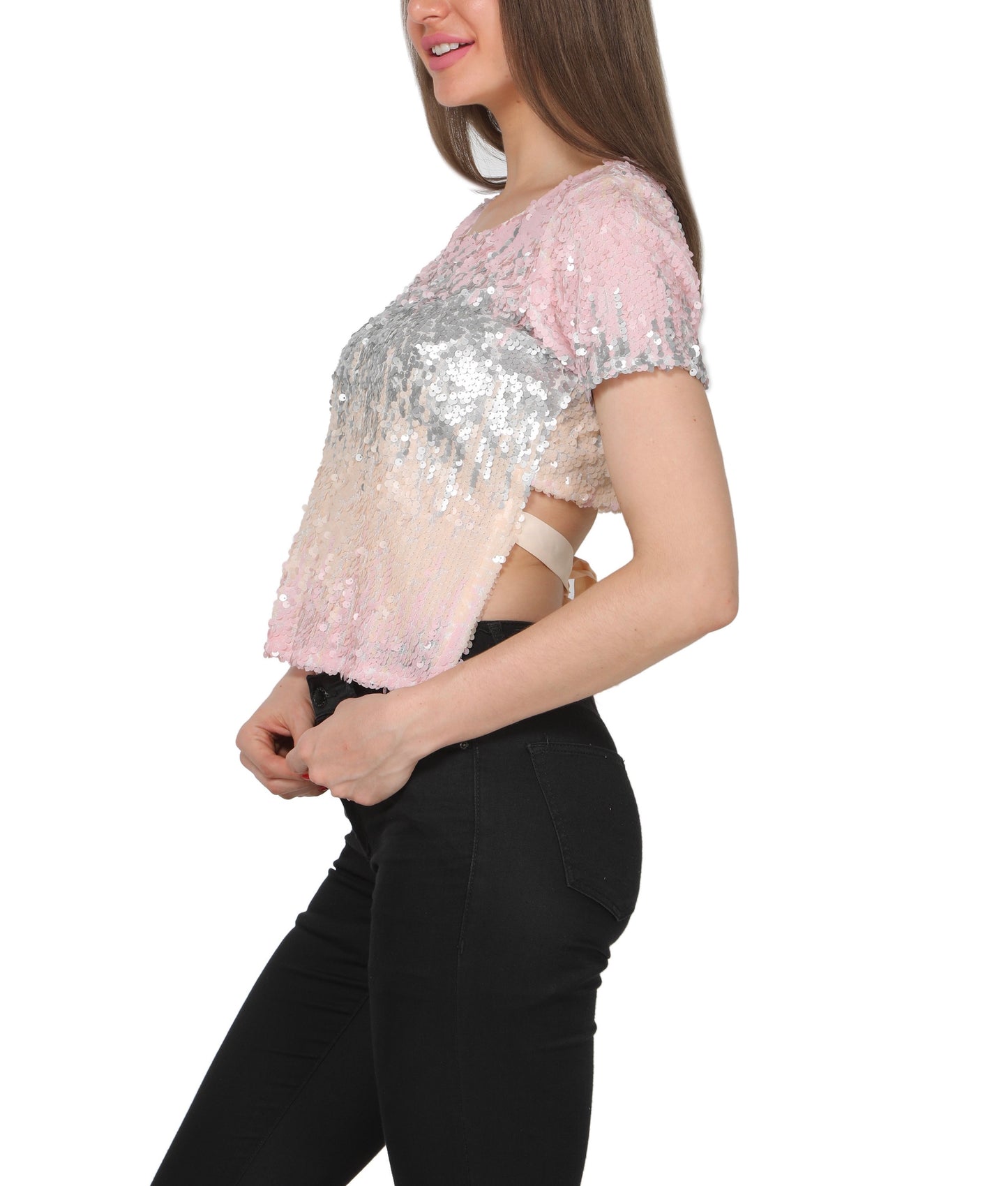 Backless mermaid sequin top
