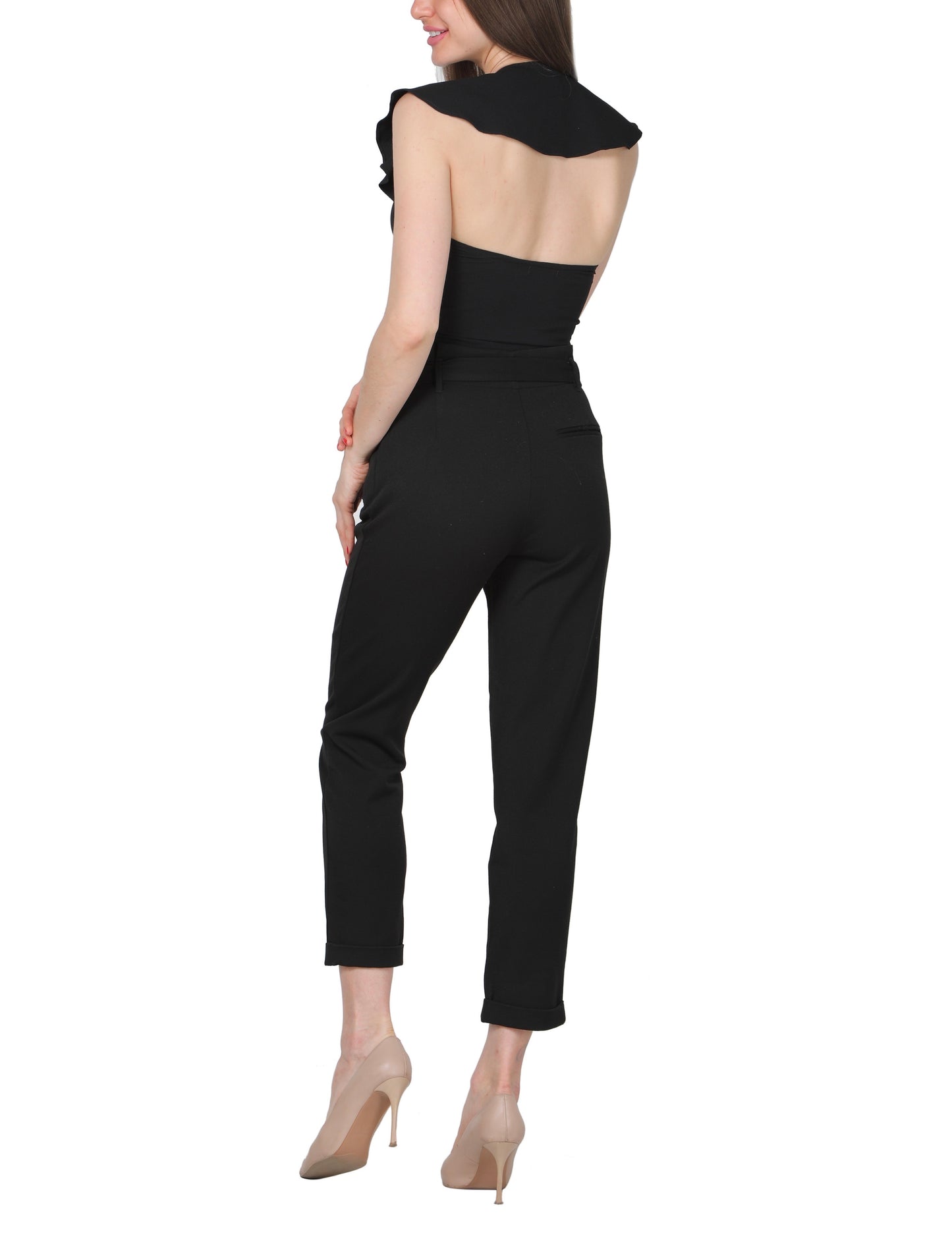 Backless ruffle crop top