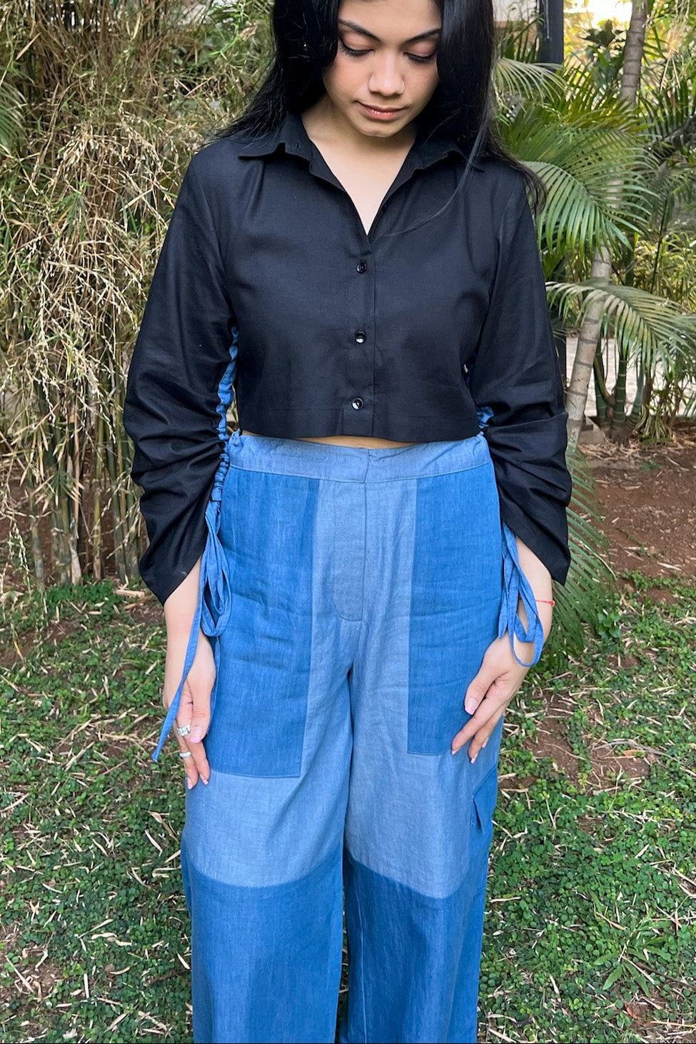 Denim Colour Block Pant