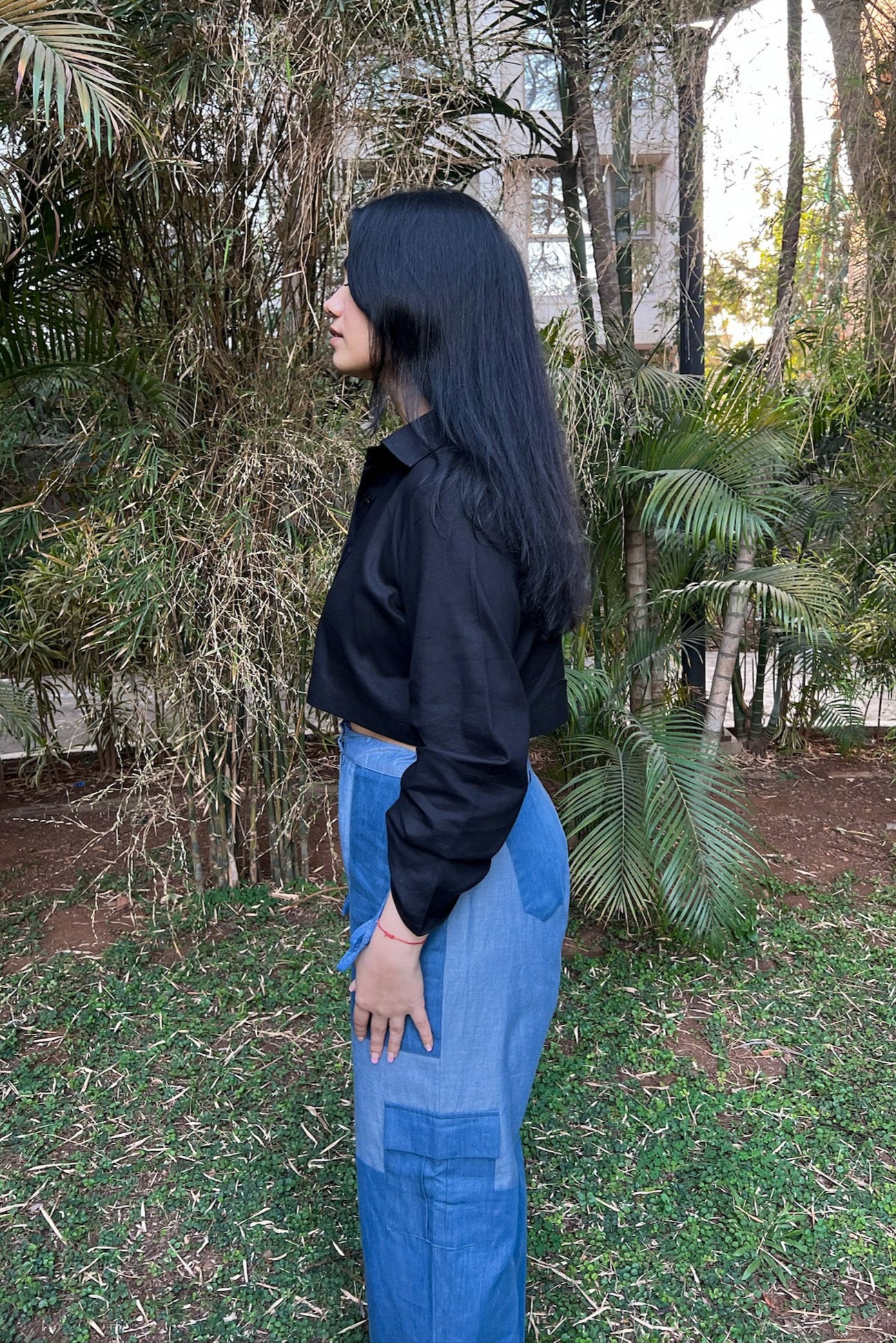 Denim Colour Block Pant