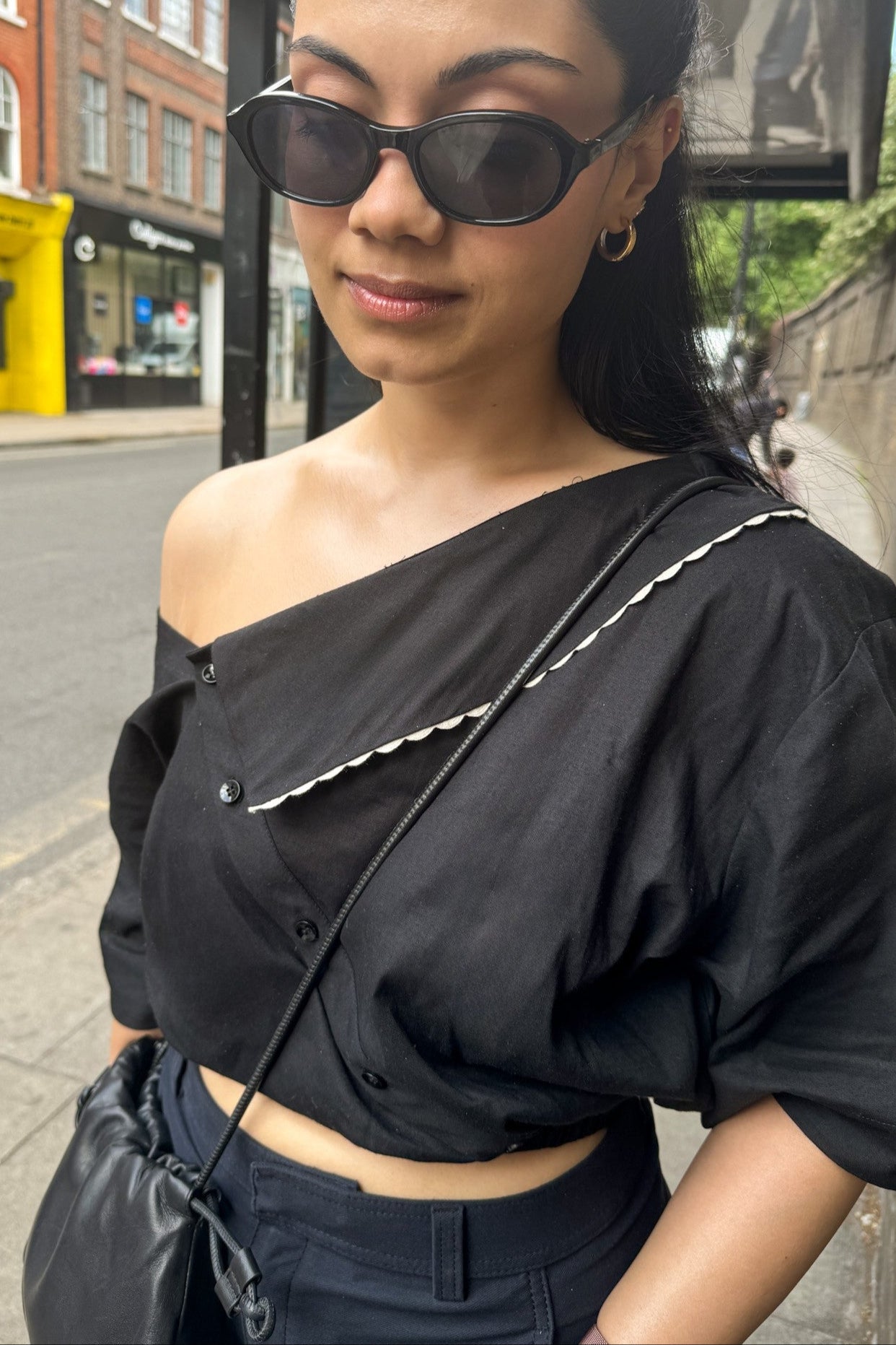 Off Shoulder Shirt - Black