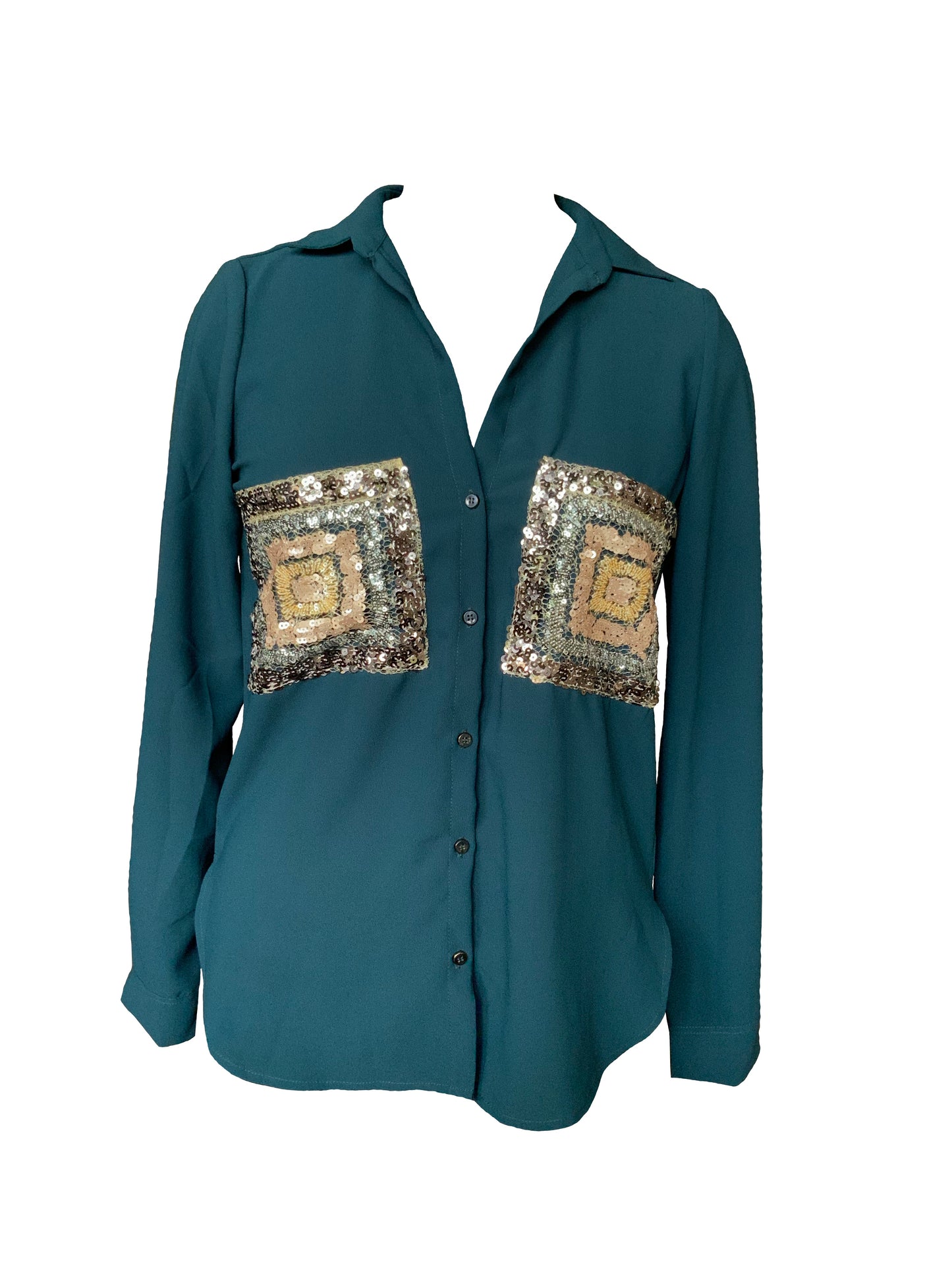 Double sequin pocket shirt