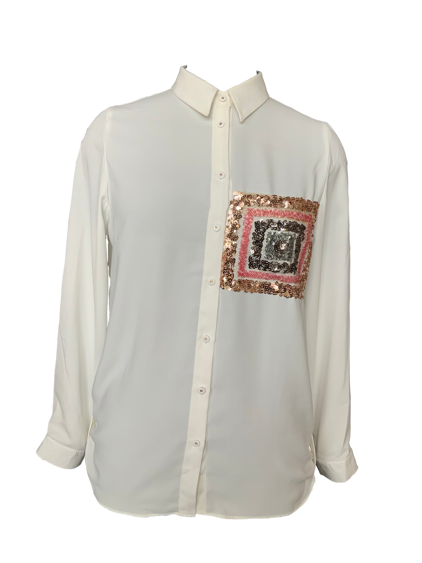 Sequin pocket shirt white