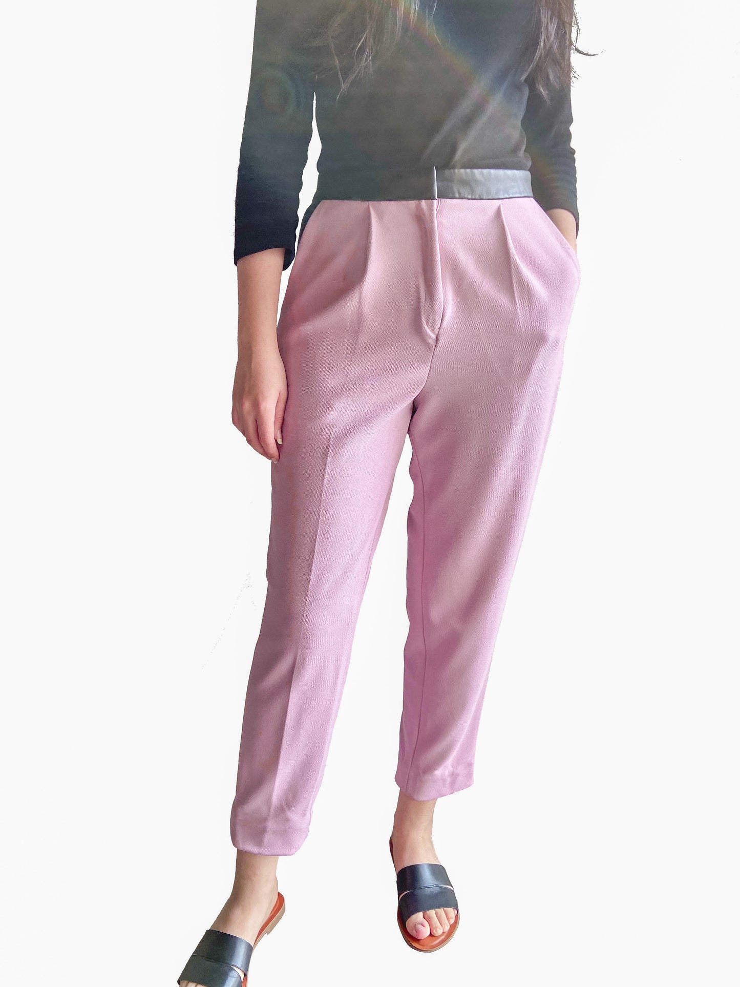 Smart trousers with leather trim