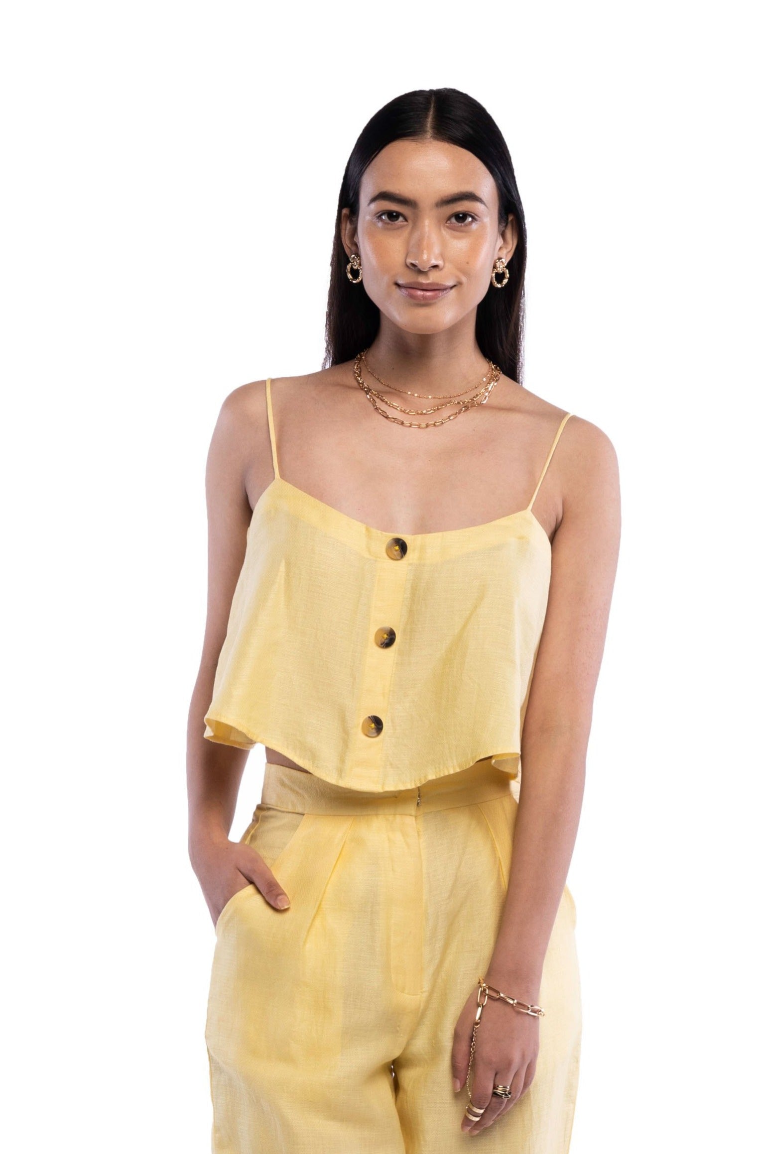 Button Crop Cami - TISH