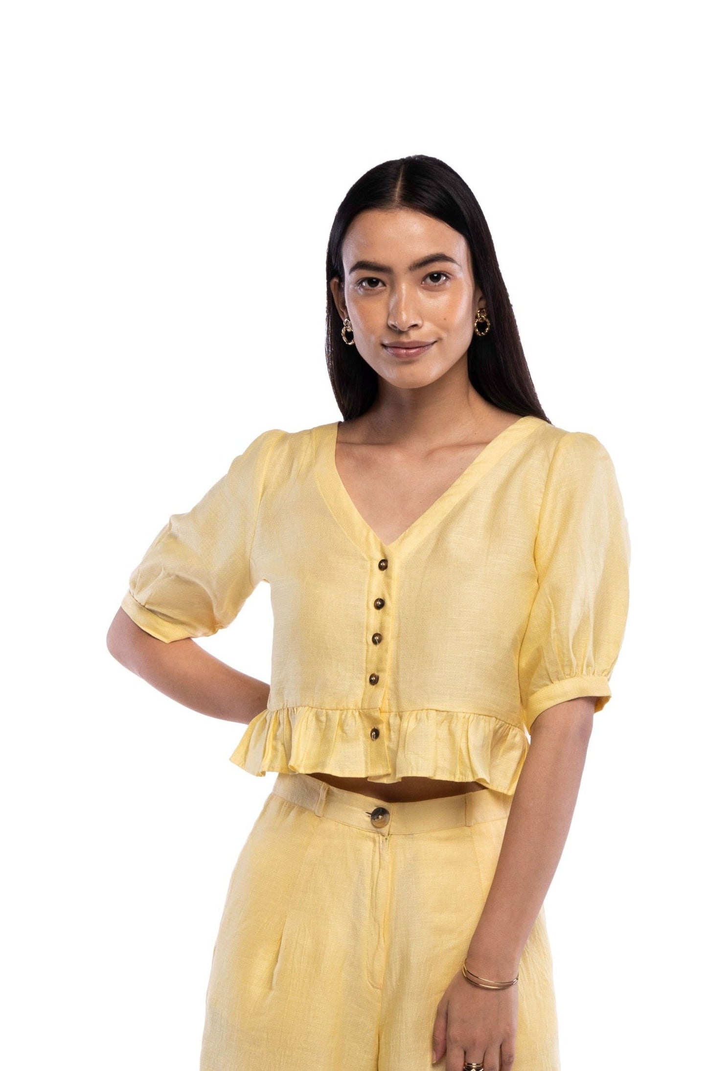 Balloon Sleeve Crop Top - TISH