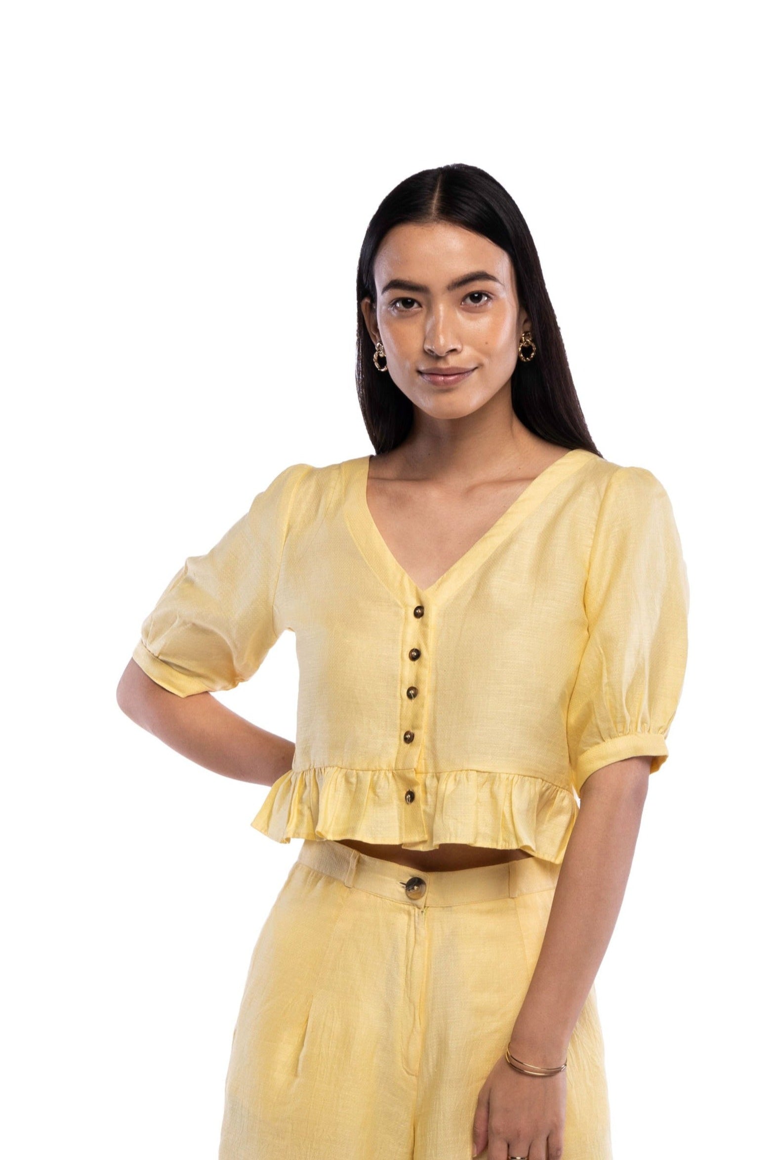 Balloon Sleeve Crop Top - TISH