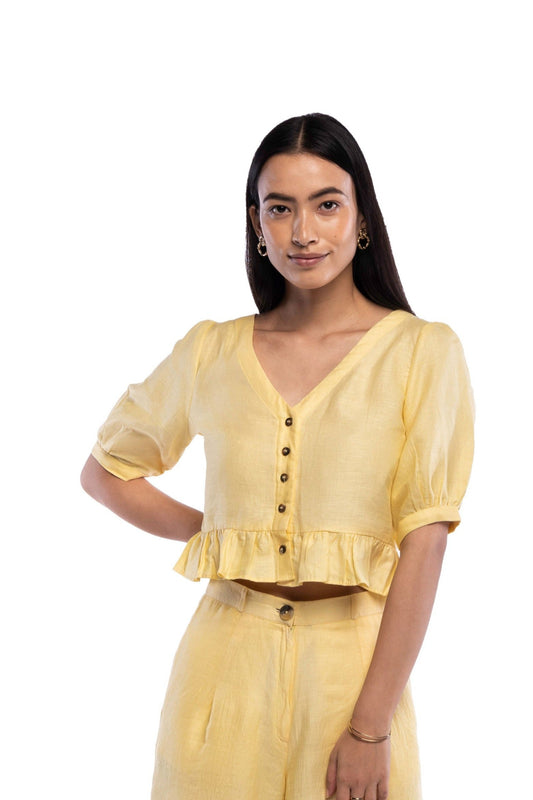 Balloon Sleeve Crop Top - TISH