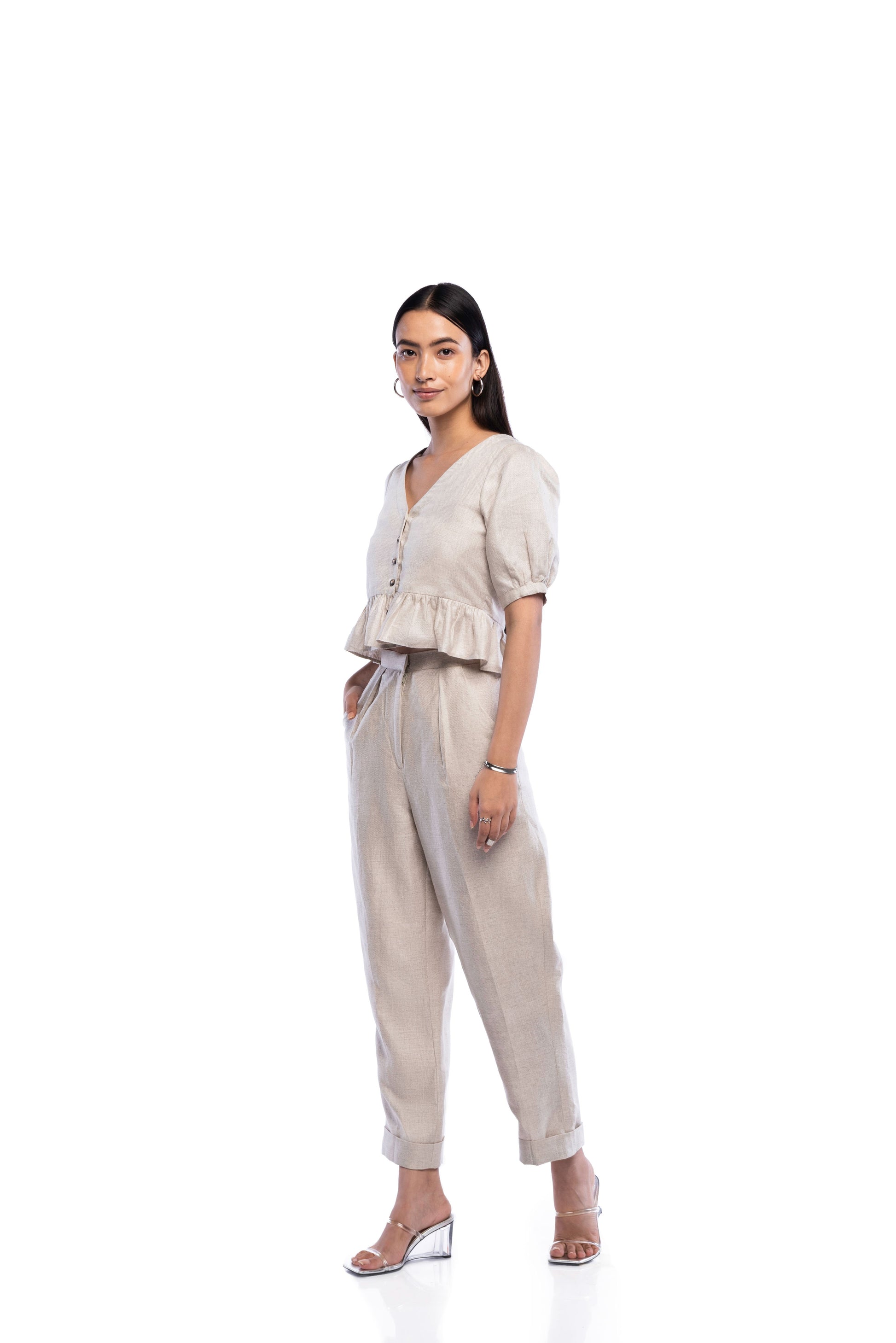 Balloon Sleeve Crop Top - TISH