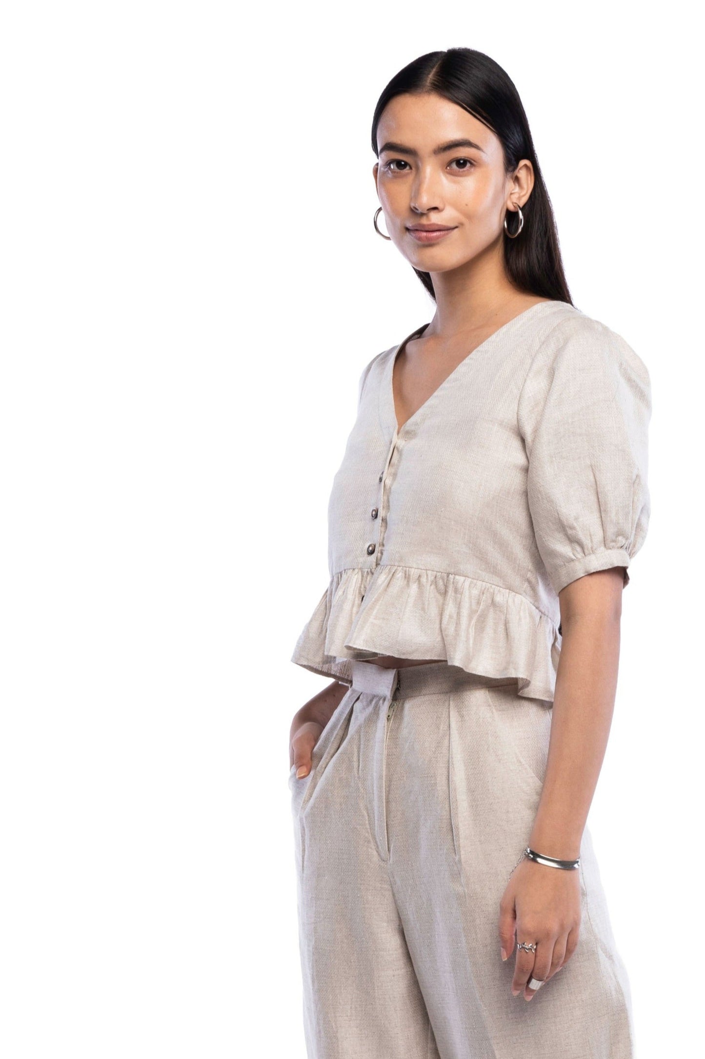 Balloon Sleeve Crop Top - TISH