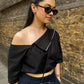 Off Shoulder Shirt - Black